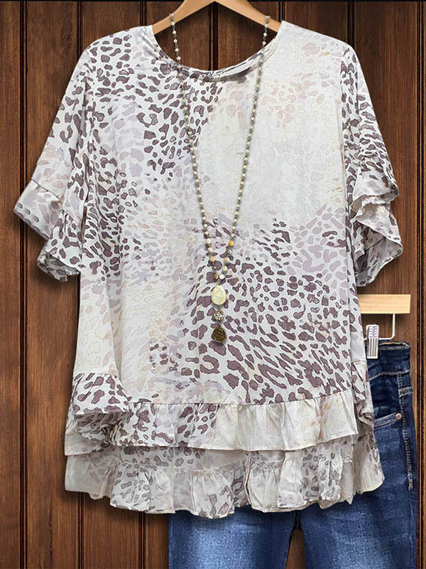 Leopard Print Ruffled Casual Blouse – Southern Ivy Boutique